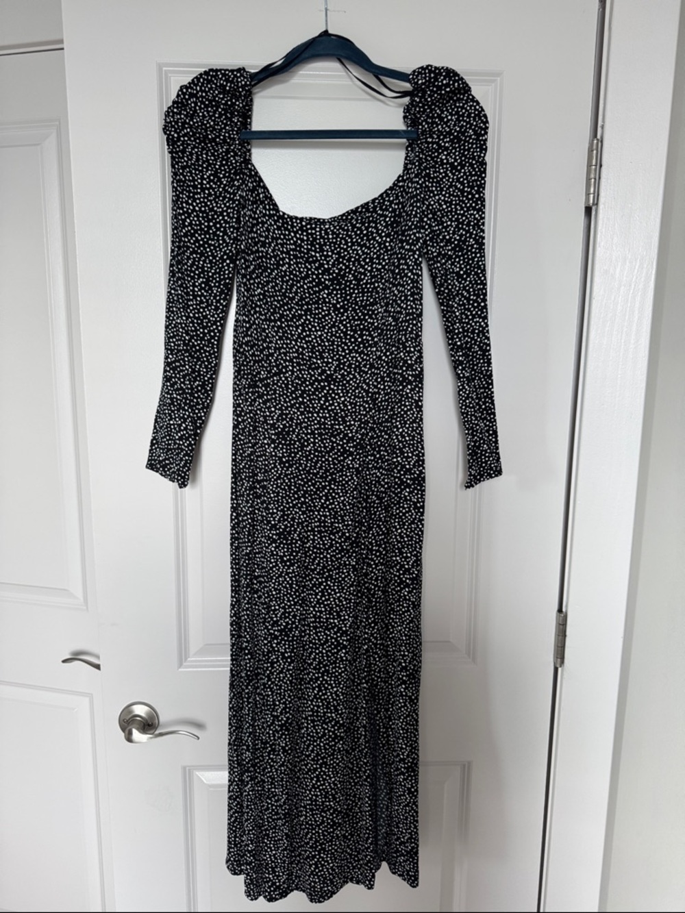 & Other Stories Black and White Puff-Sleeve Maxi Dress